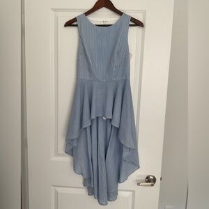 Abby Glass  hi/lo blue/ white striped top S